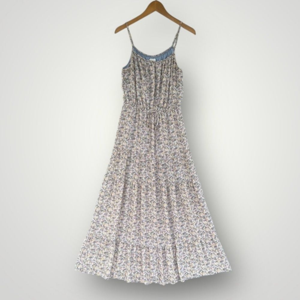 Sienna Sky Blue and White Floral Maxi Sundress